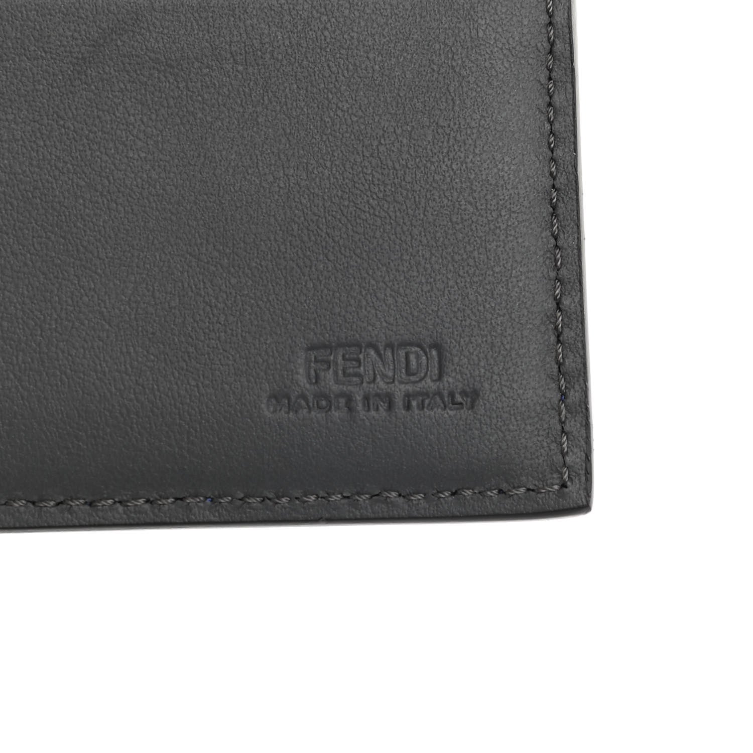 Fendi Vitello Elite Century Shadow Logo Bi-Fold Wallet Blue Neon Asfalto 6 of 7