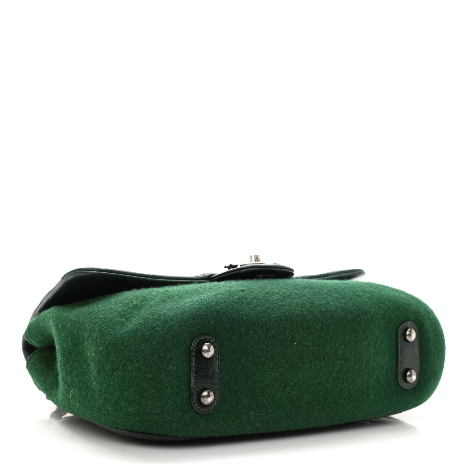 Chanel Felt Glazed Calfskin Quilted Edelweiss Flower Flap Dark Green 4 of 12