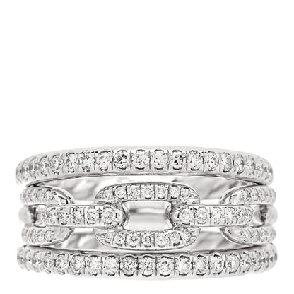 David Yurman 18K White Gold Diamond Stax Three-Row Pave Chain Link Ring 50 5.25 1 of 5