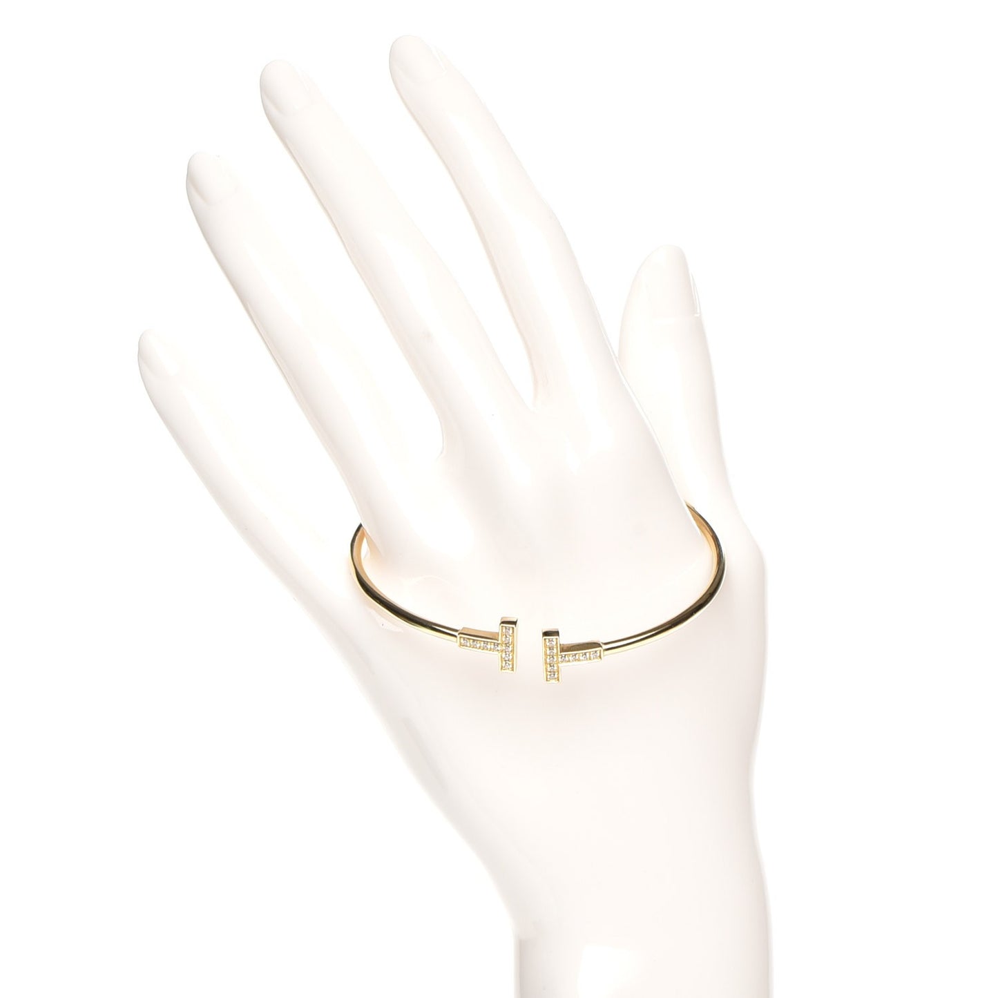 18K Yellow Gold Diamond T Wire Bracelet