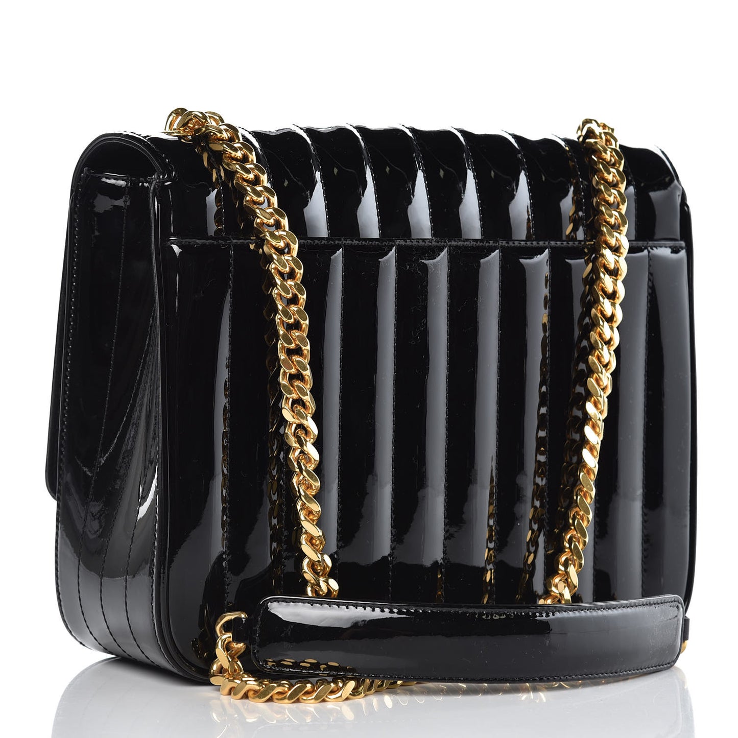Patent Matelasse Monogram Large Vicky Chain Bag Black