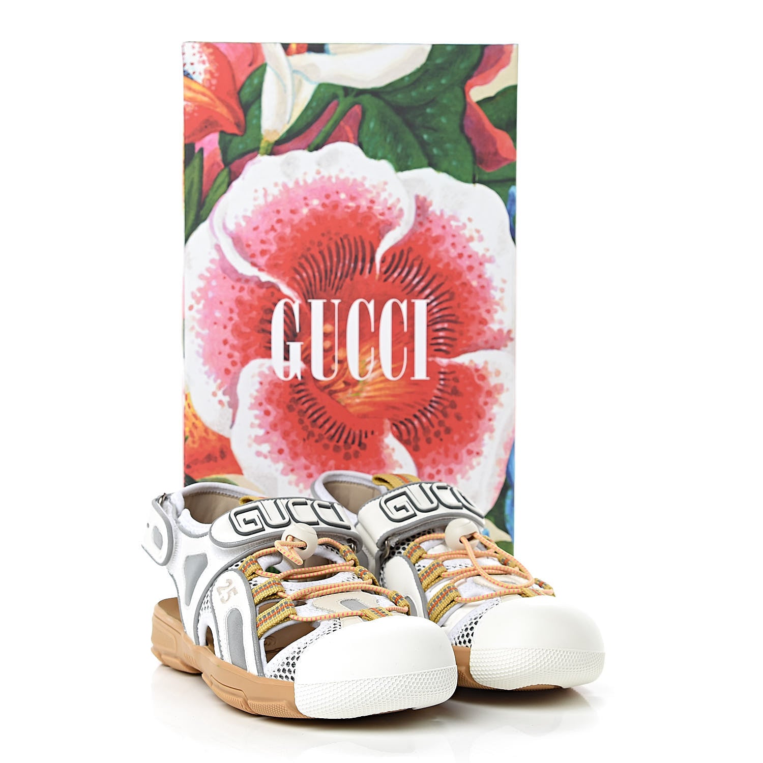 Gucci Mesh Fabric Tinsel Sport Sandals 37.5 White Silver 9 of 9