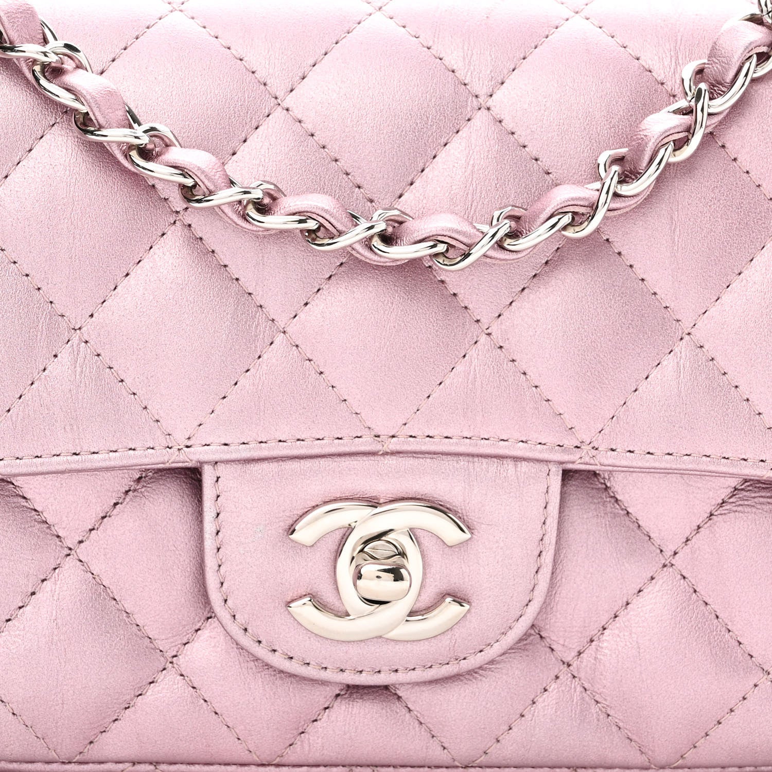 Chanel Metallic Calfskin Quilted Mini Rectangular Flap Pink 8 of 10