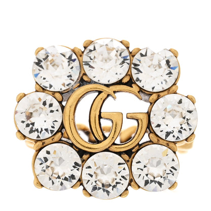 Gucci Metal Crystal Double G Ring L Aged Gold 1 of 4