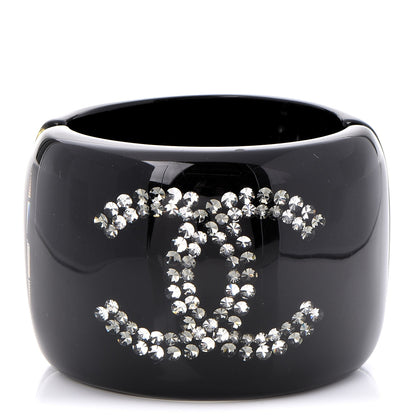 Chanel Resin Crystal CC Cuff Black 1 of 5