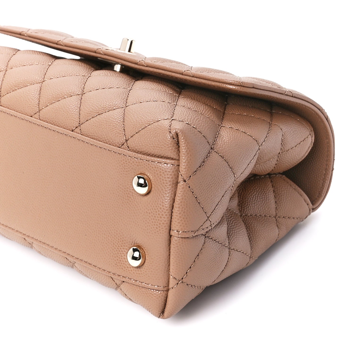 Caviar Quilted Mini Coco Handle Flap Beige