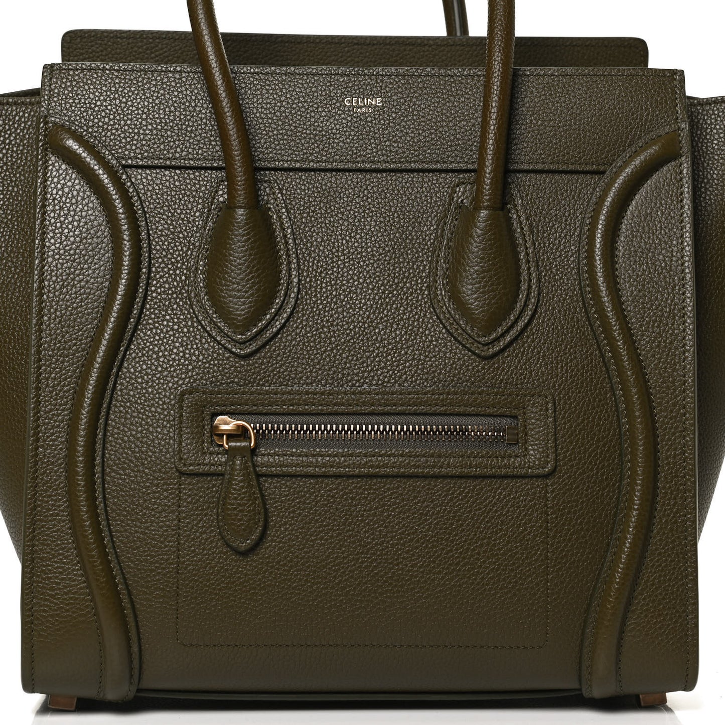Drummed Calfskin Micro Luggage Dark Olive
