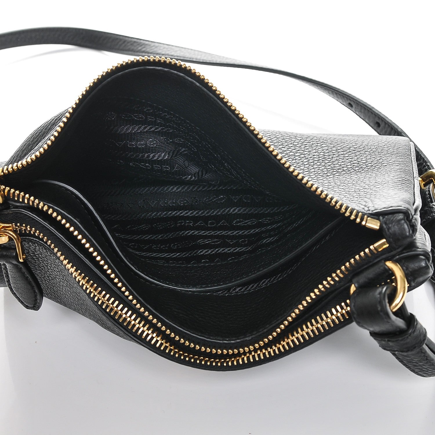 Prada Vitello Phenix Double Zip Crossbody Bag Black 7 of 8