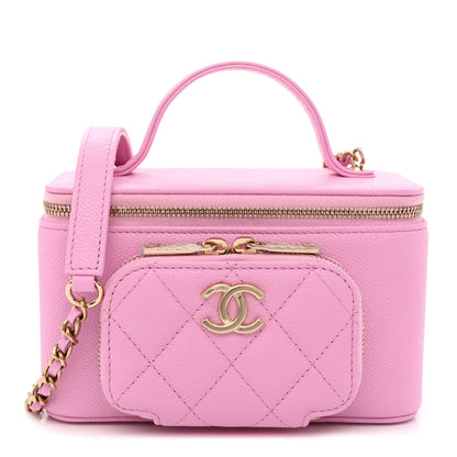 Chanel Caviar Quilted Top Handle Pocket Vanity Case Lilac 1 of 10