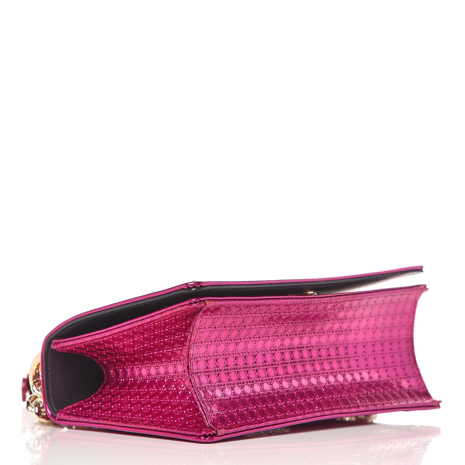 Christian Dior Metallic Patent Micro-Cannage Small Diorama Flap Bag Fuchsia 4 of 7