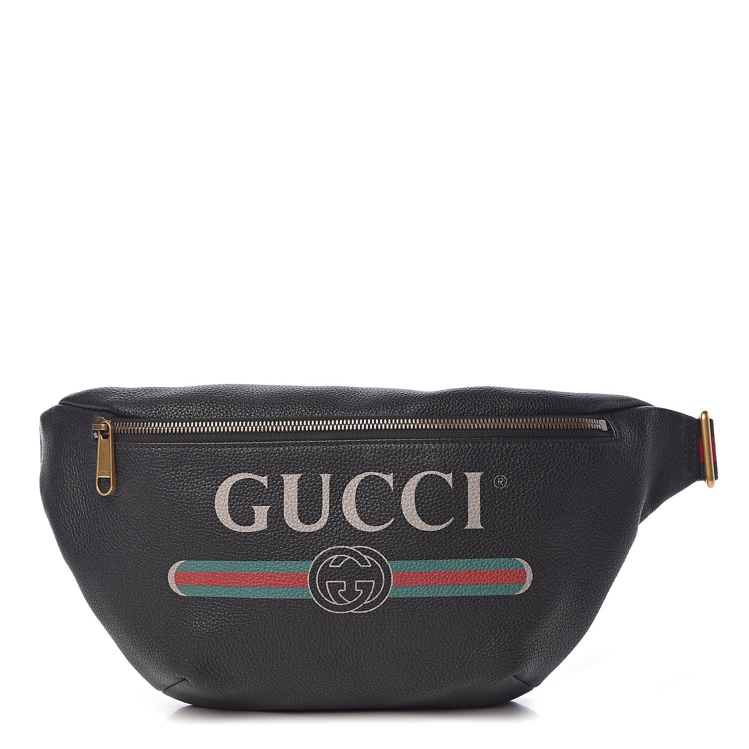 Gucci Grained Calfskin Logo Belt Bag Black 1 of 11