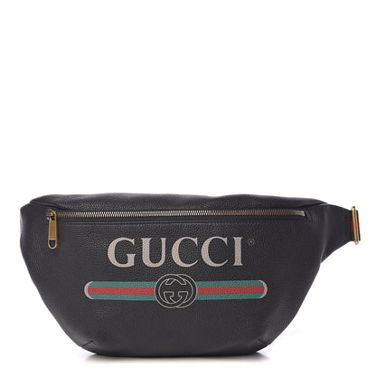 Gucci Grained Calfskin Logo Belt Bag Black 1 of 11