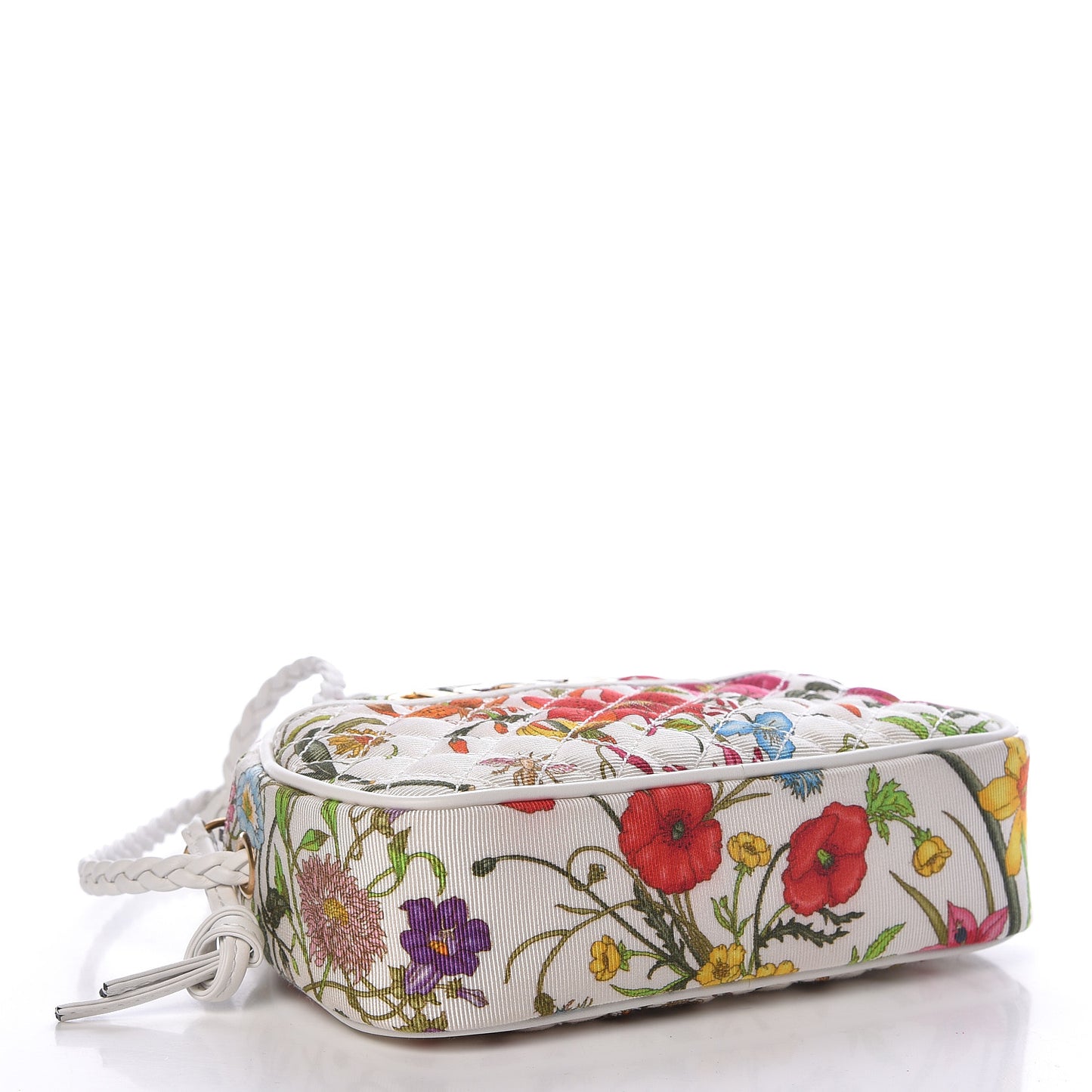 Canvas Flora Floral Trapuntata Mini Zumi Dome Shoulder Bag White