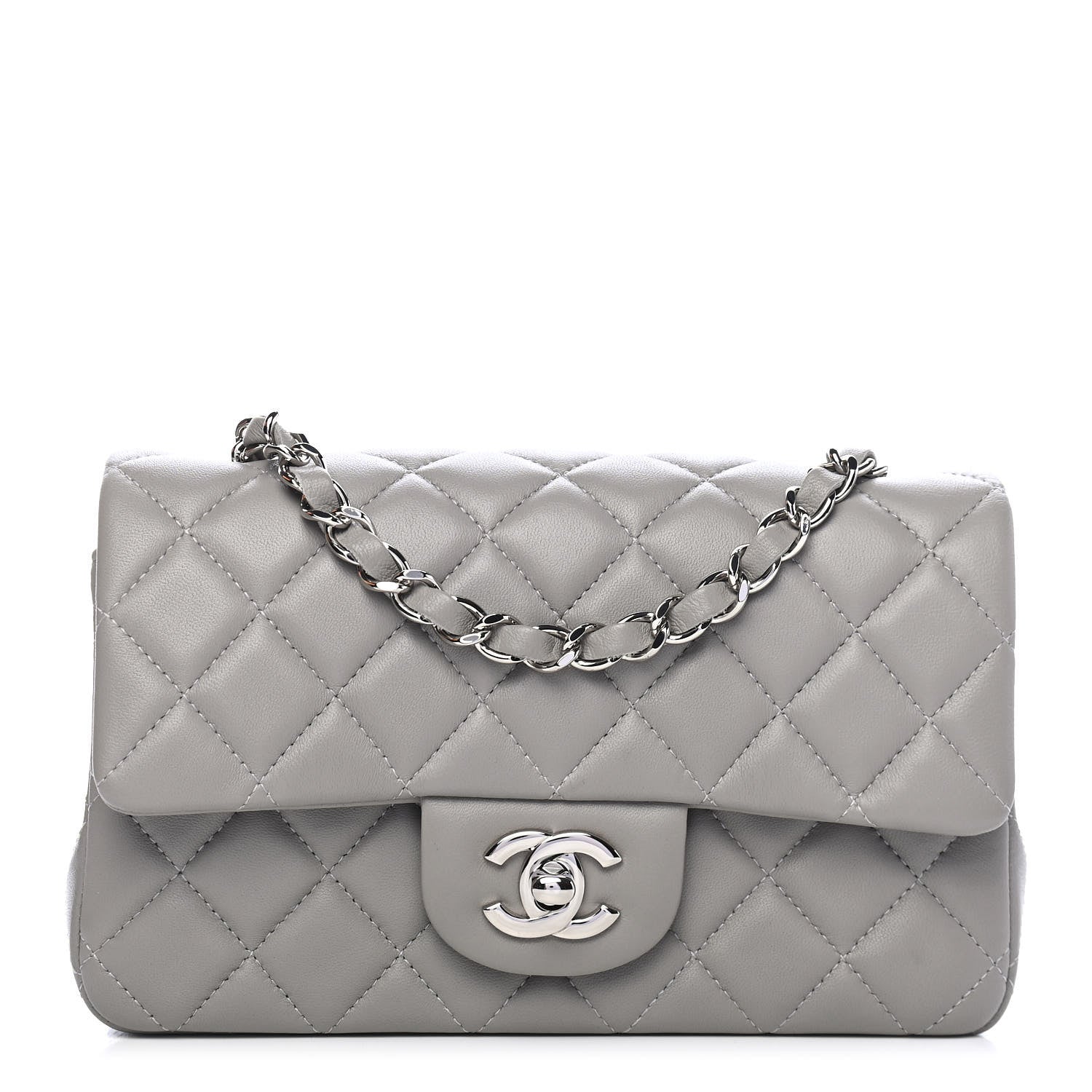 Chanel Lambskin Quilted Mini Rectangular Flap Grey 1 of 9