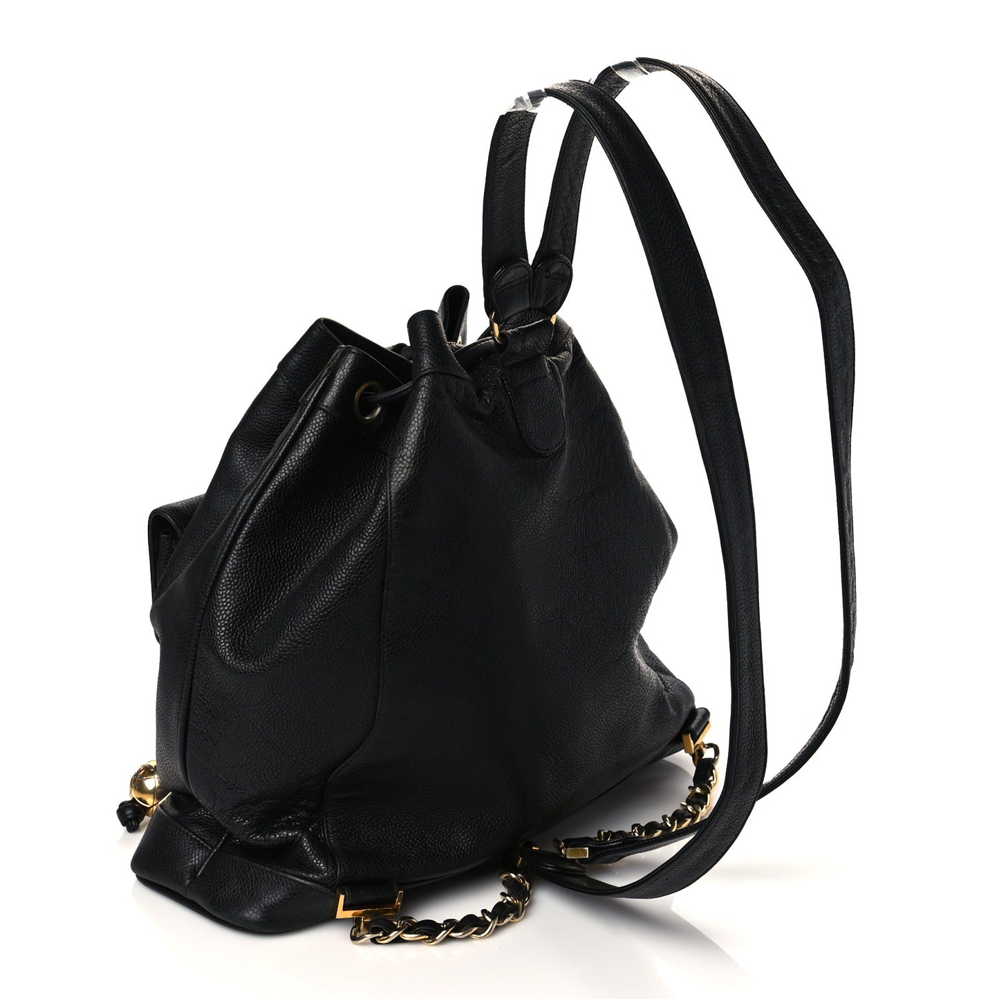 Caviar Drawstring Backpack Bag Black