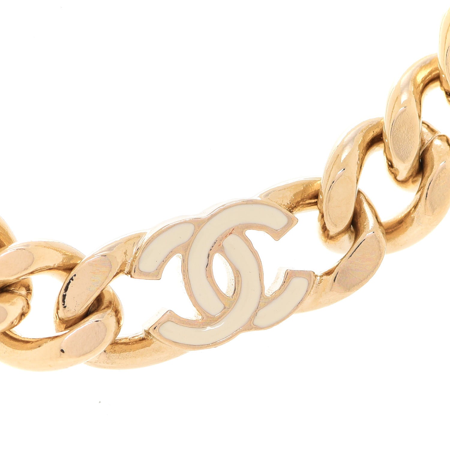Chanel Metal Enamel Chain CC Choker Gold White 4 of 7