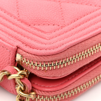 Chanel Caviar Quilted Small Boy Clutch With Chain Pink 13 of 14