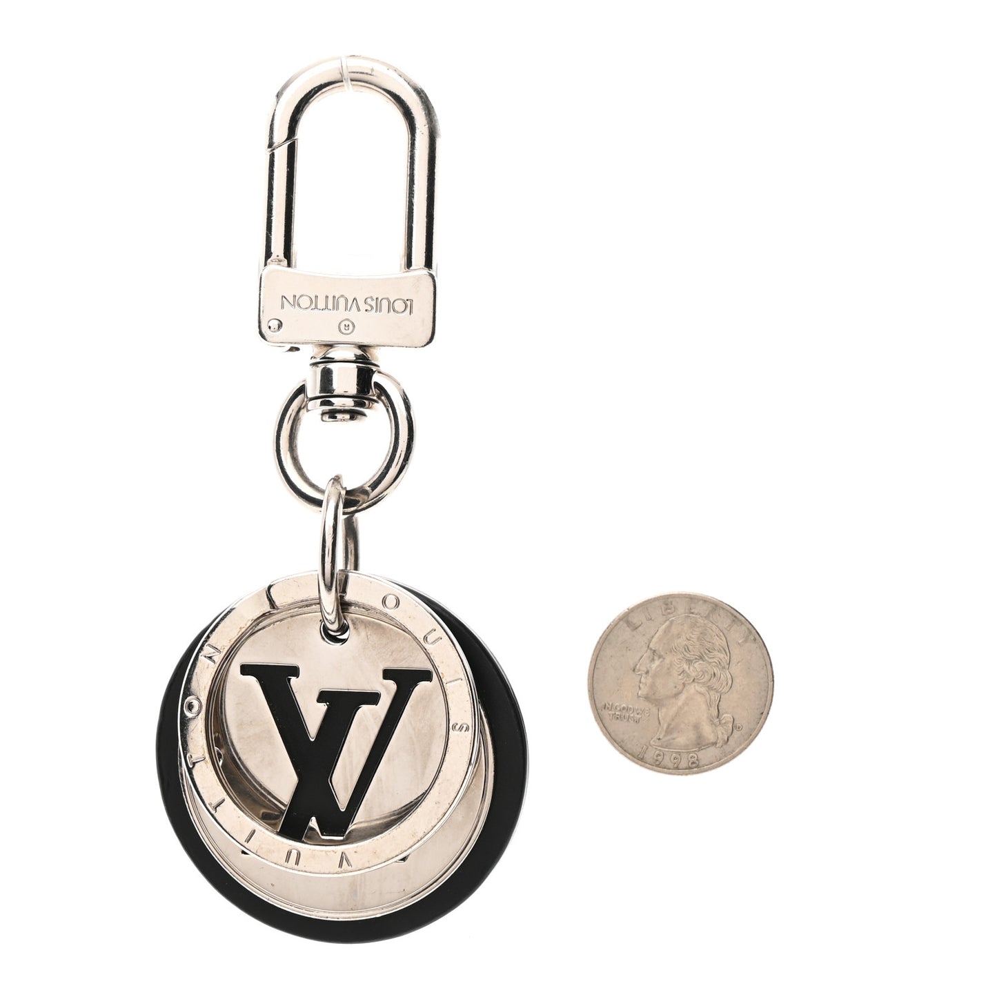 LV Cut Circle Key Holder Silver