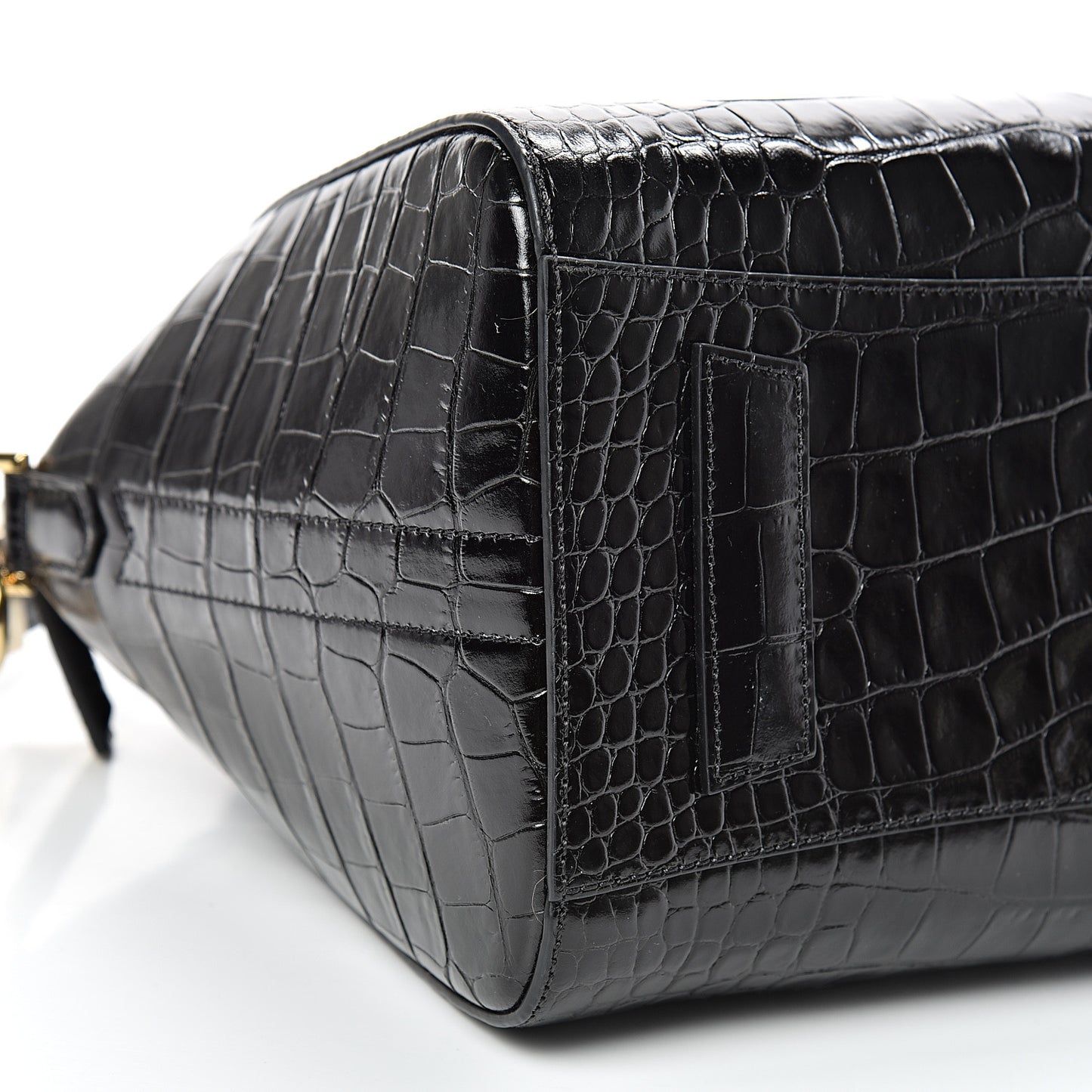 Calfskin Crocodile Embossed Small Antigona Black