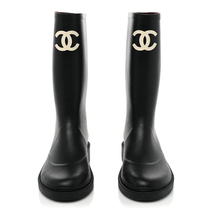 Chanel Caoutchouk CC High Boots 37 Black 2 of 9