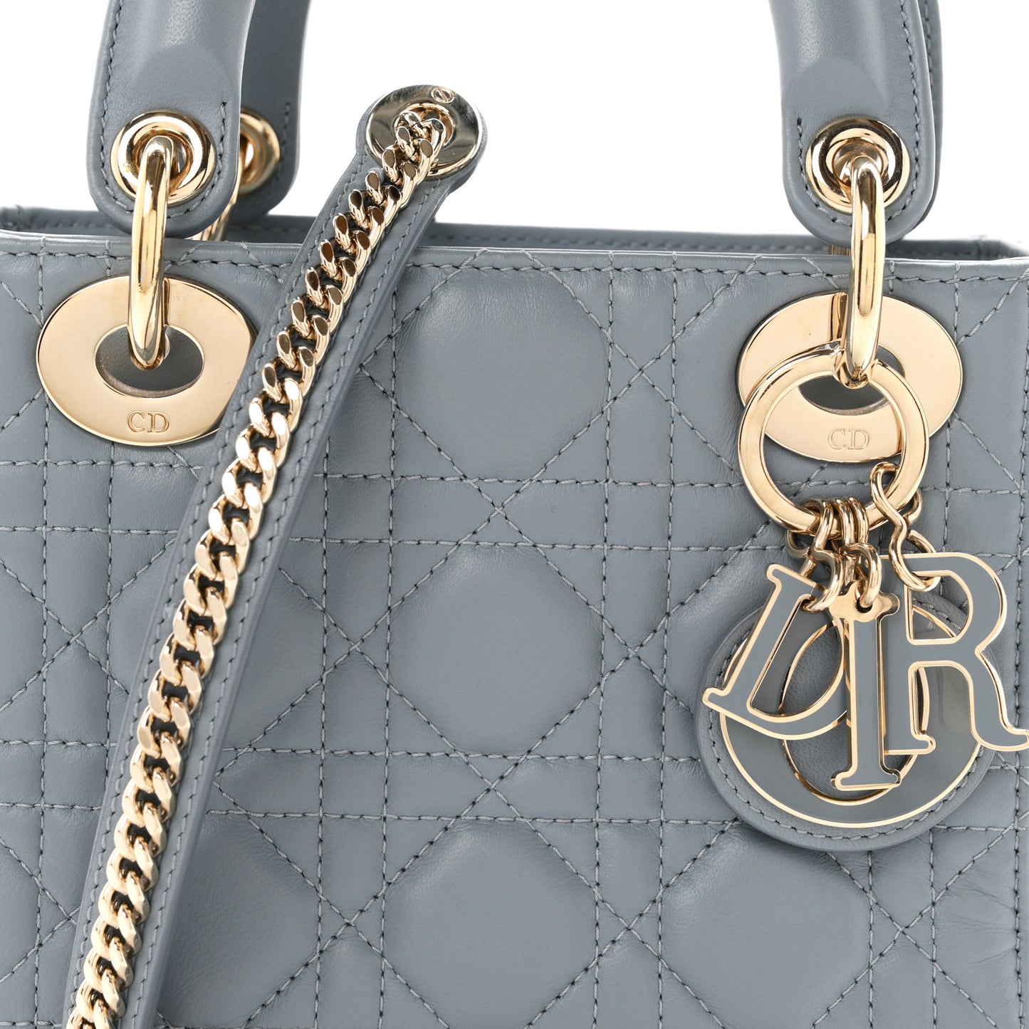 Lambskin Cannage Mini Lady Dior Cloud Blue