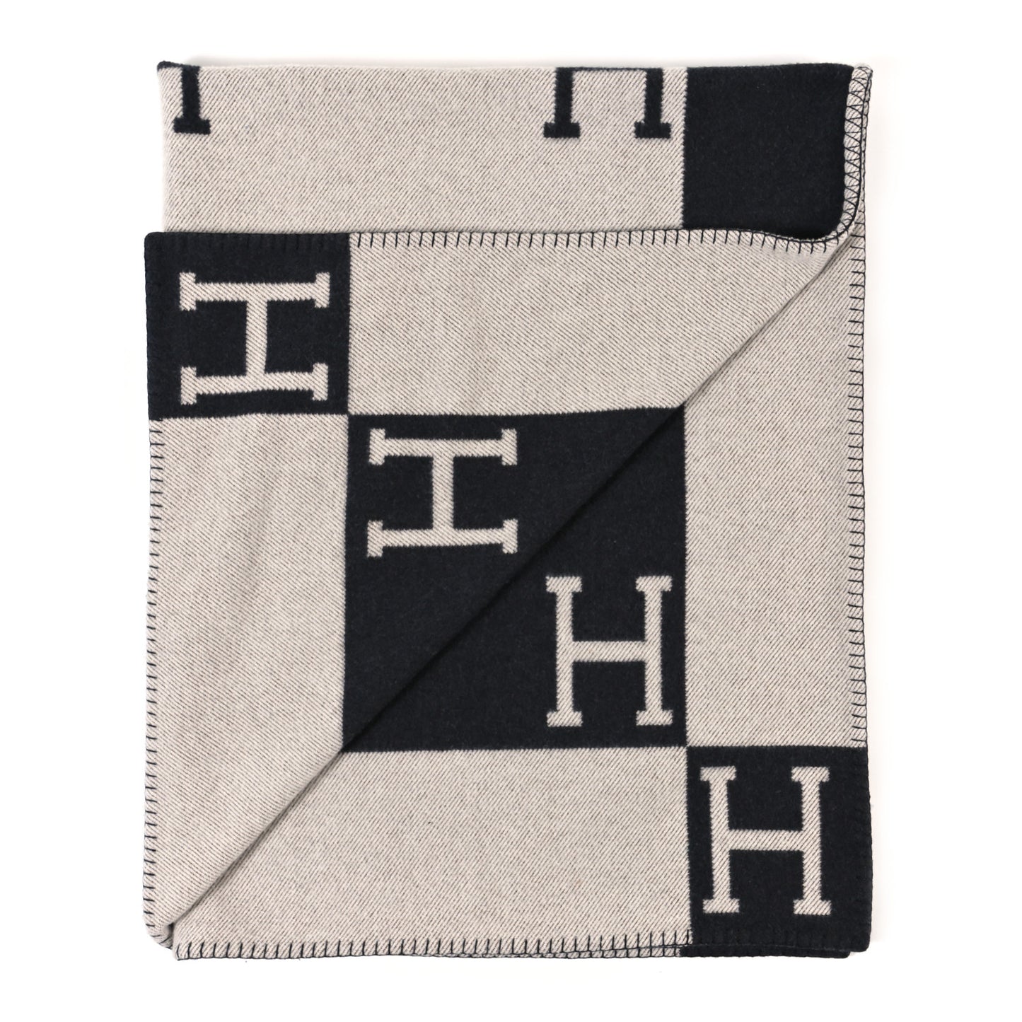 Wool Cashmere Signature Avalon Blanket Ecru Gris Fonce