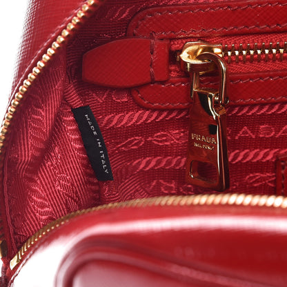 Prada Saffiano Vernice Floral Bauletto Bag Rosso Bianco 7 of 12