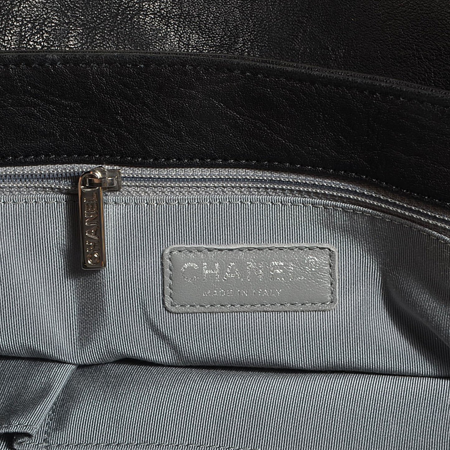Crumpled Lambskin Chain Around Maxi Flap Bag Black