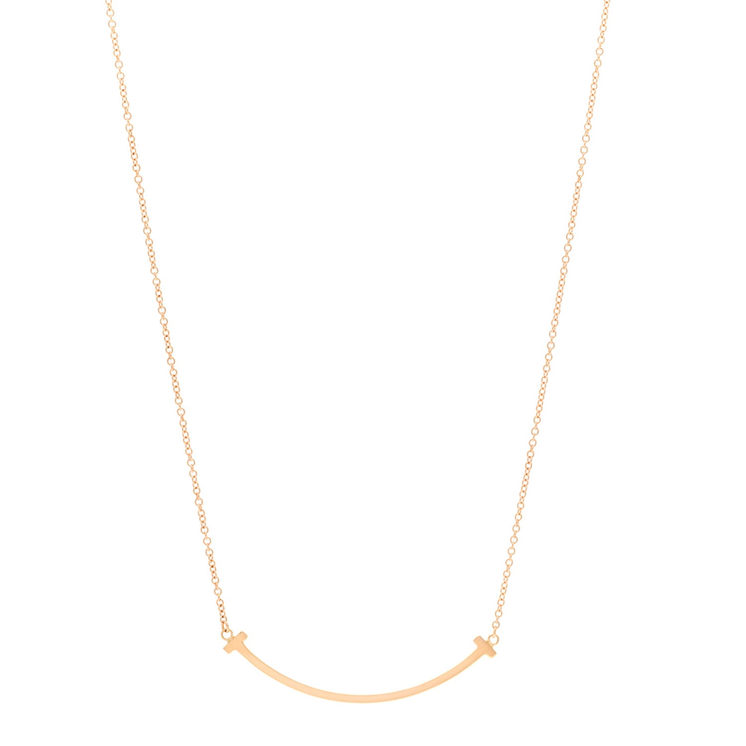 Tiffany 18K Rose Gold Small T Smile Pendant Necklace 1 of 4