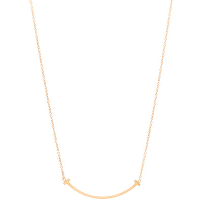 Tiffany 18K Rose Gold Small T Smile Pendant Necklace 1 of 4