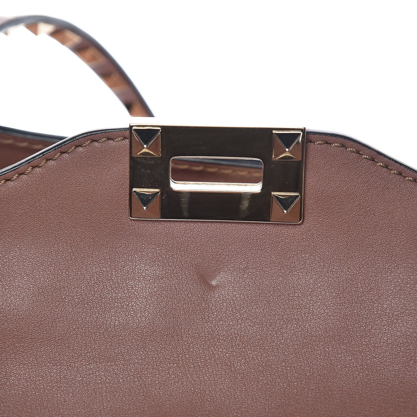 Vitello Medium Rockstud Tote Brownish
