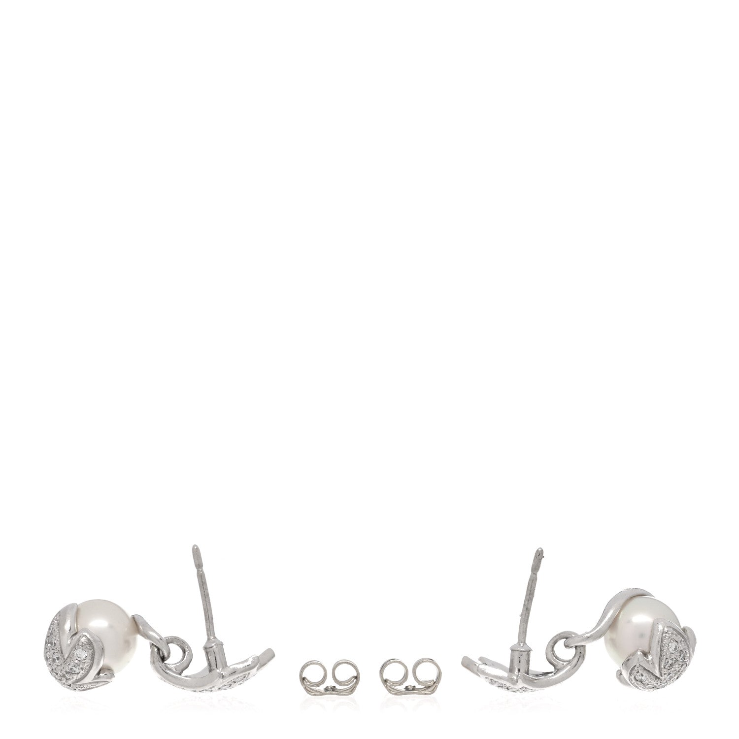 Mikimoto Platinum Diamond Akoya Pearl 7.5-8mm Leaf Drop Earrings 4 of 5