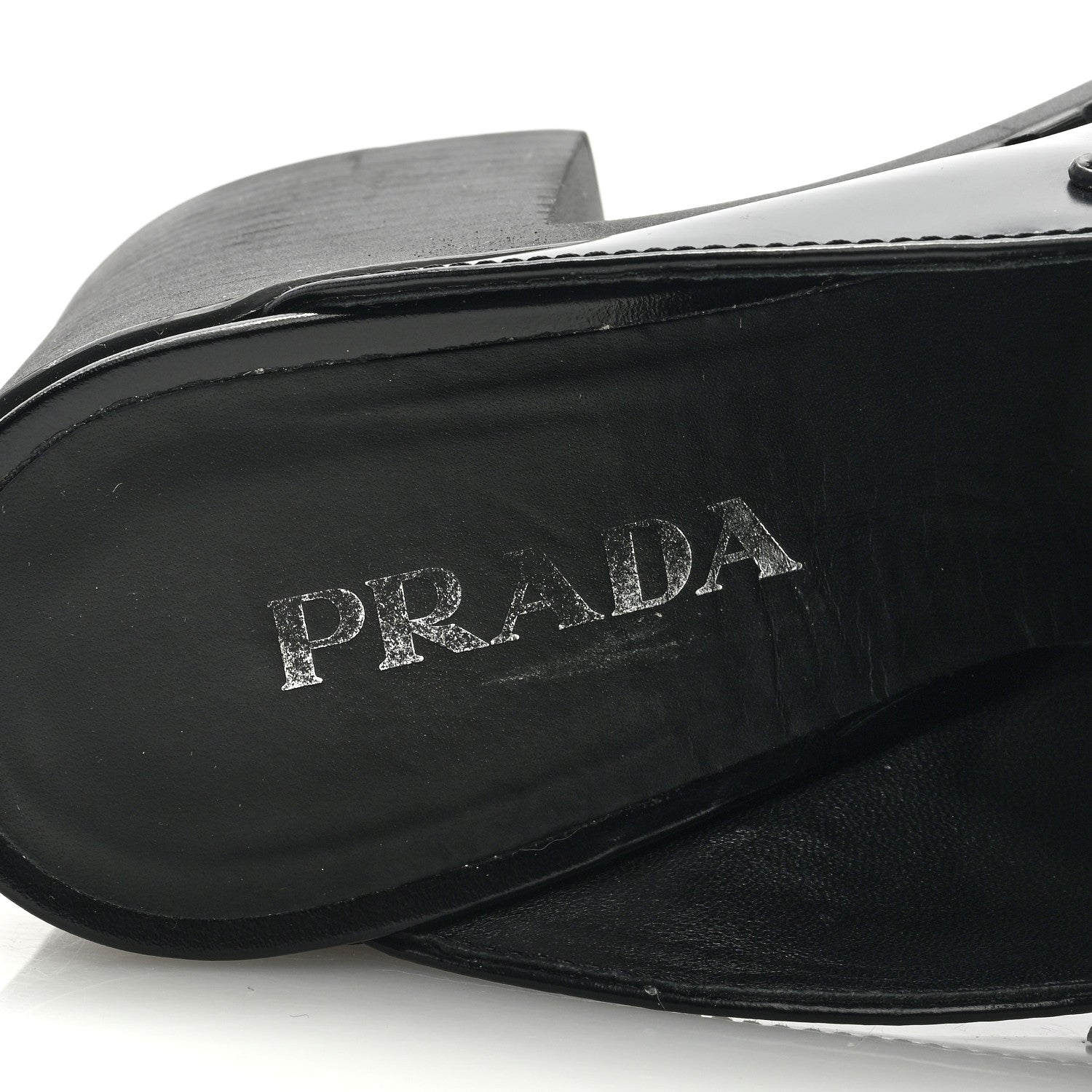 Prada Spazzolato Metal Triangle Logo Platform Loafer Mules 40.5 Black 7 of 8