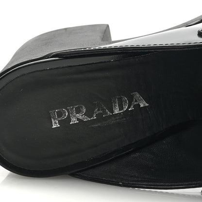 Prada Spazzolato Metal Triangle Logo Platform Loafer Mules 40.5 Black 7 of 8