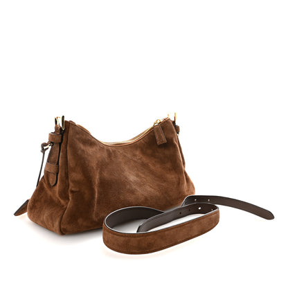 Prada Scamosciato Suede Medium Aimee Shoulder Bag Cacao 3 of 9