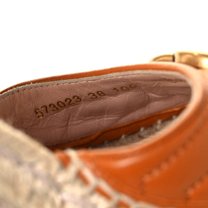 Gucci Nappa Matelasse GG Marmont Ankle Wrap Platform 35/120mm Espadrille Wedges 38 Cognac 8 of 10