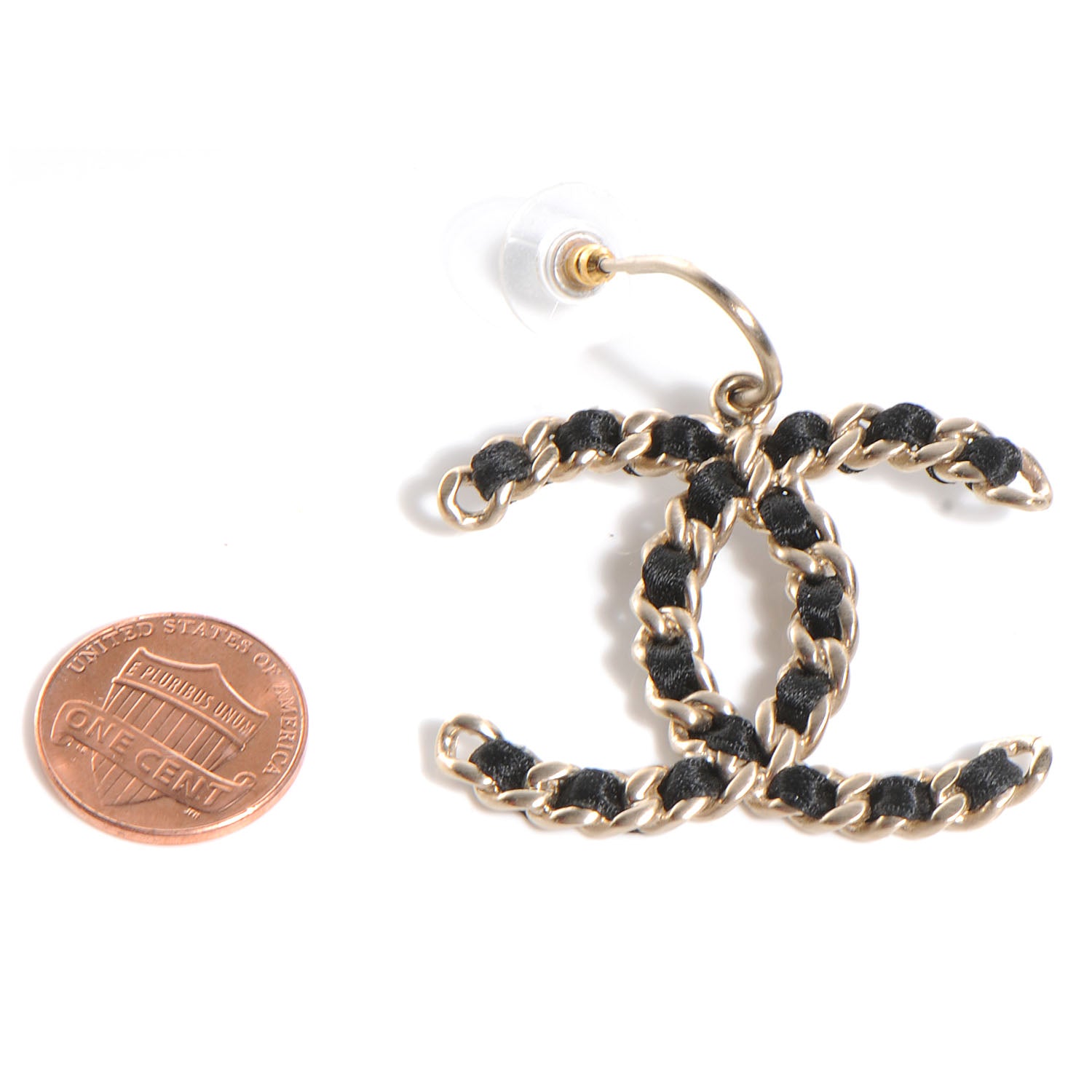 Chanel Satin CC Chain Earrings Light Gold 2 of 5