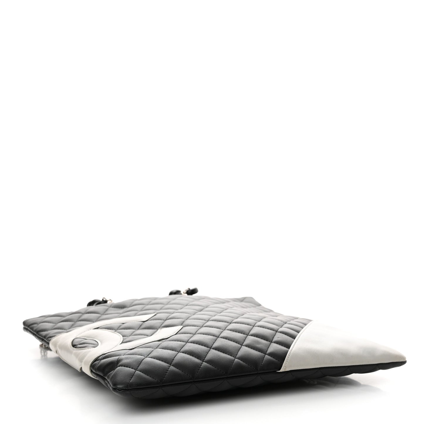 Calfskin Cambon Flat Tote Black Grey