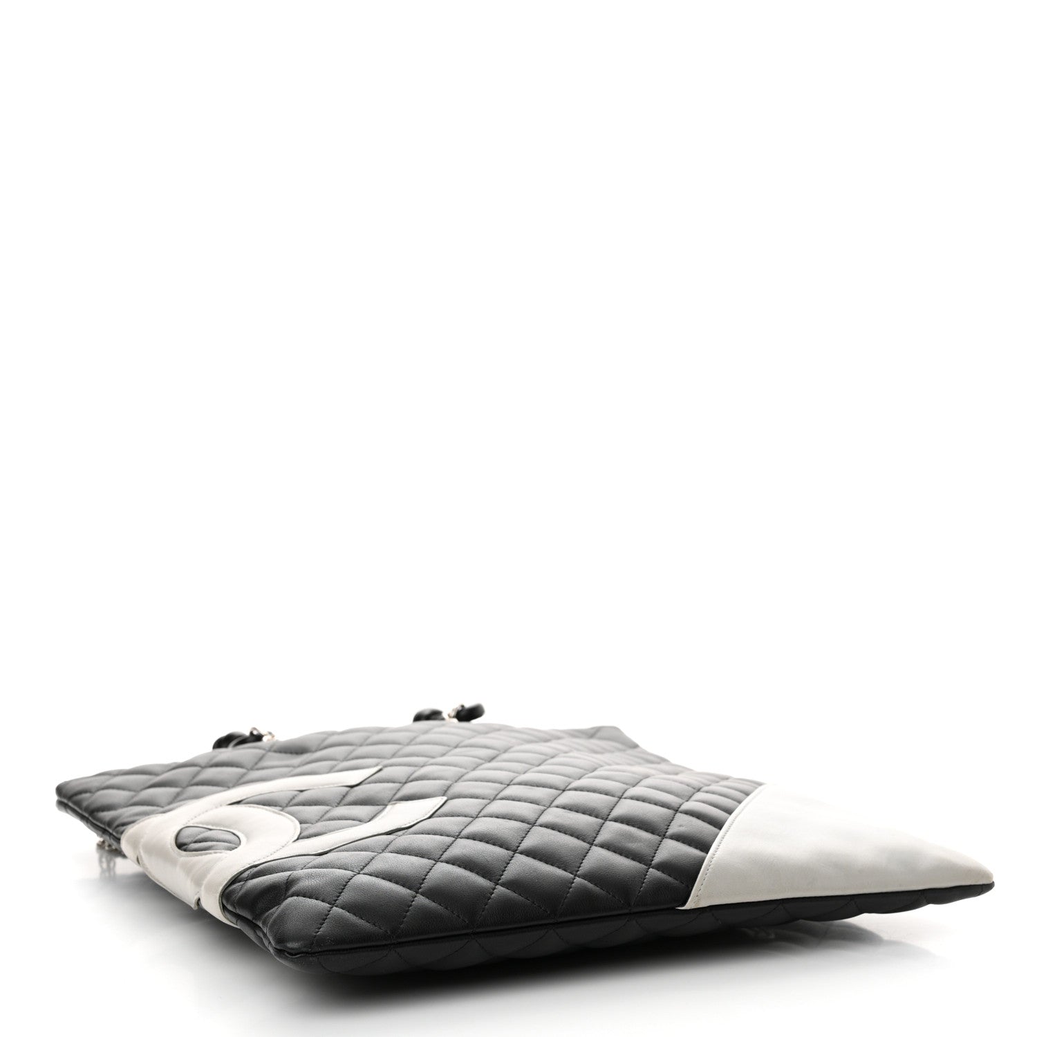 Chanel Calfskin Cambon Flat Tote Black Grey 4 of 17
