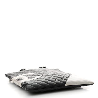 Chanel Calfskin Cambon Flat Tote Black Grey 4 of 17