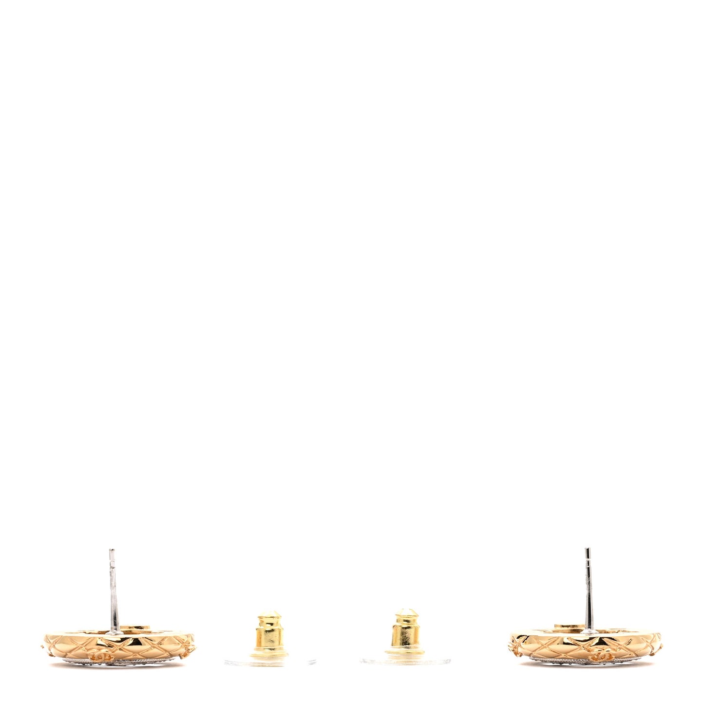 Crystal CC Round Earrings Gold