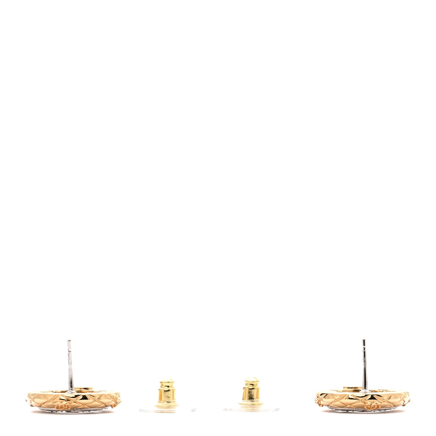 Chanel Crystal CC Round Earrings Gold 3 of 6