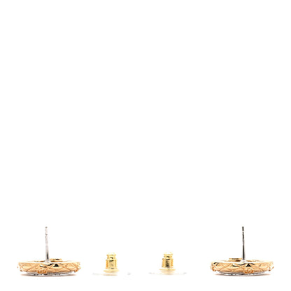 Chanel Crystal CC Round Earrings Gold 3 of 6