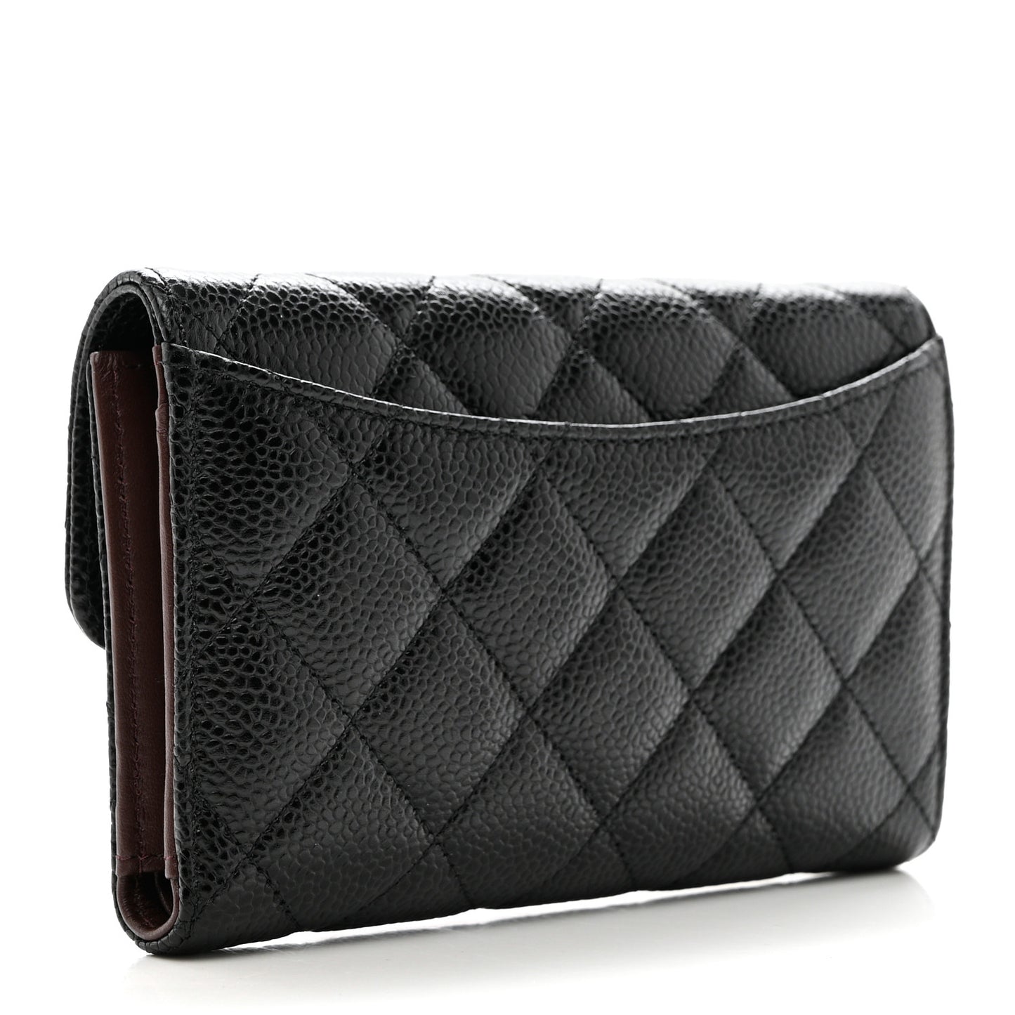 Caviar Quilted Medium Flap Wallet Black