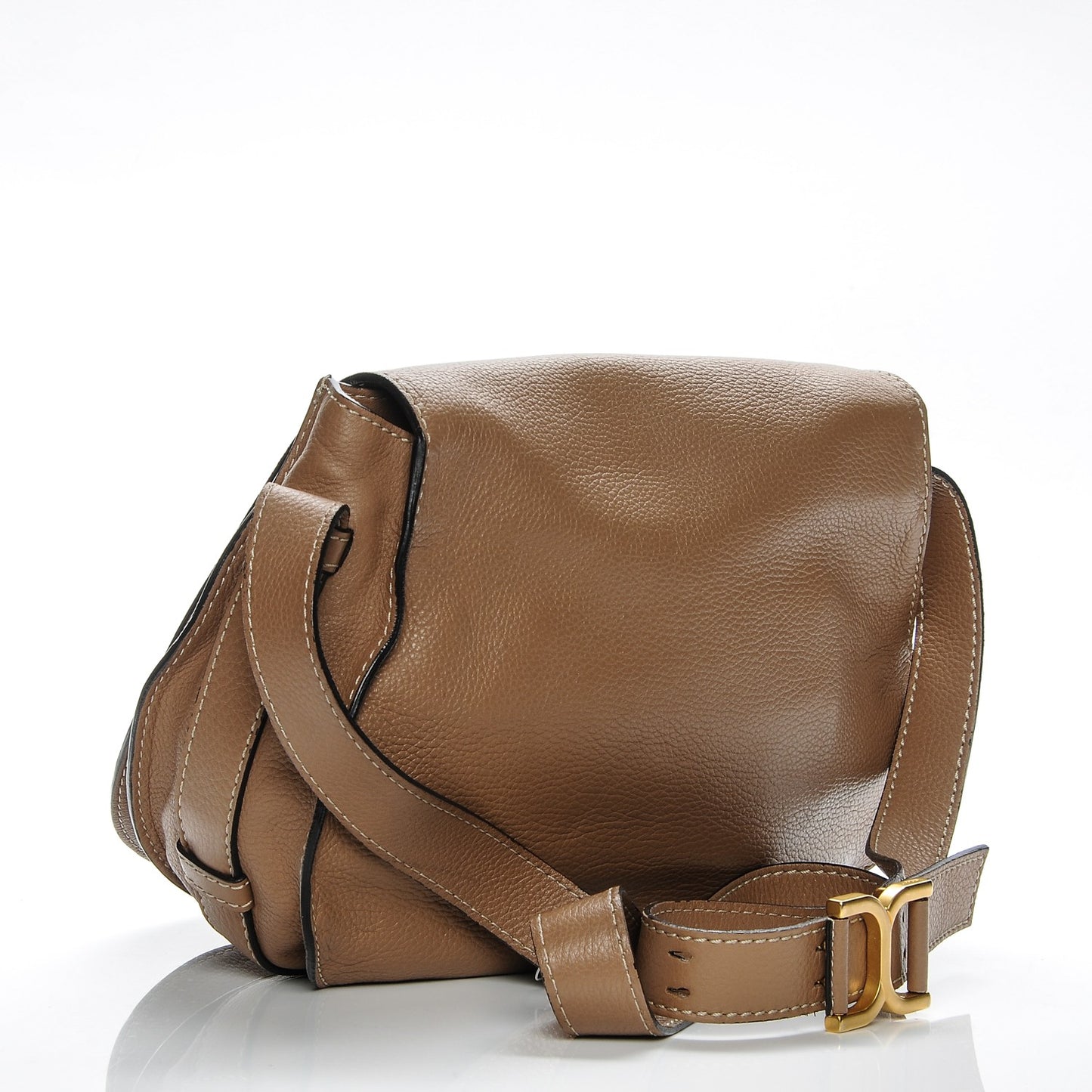 Calfskin Medium Marcie Round Crossbody Bag Nut