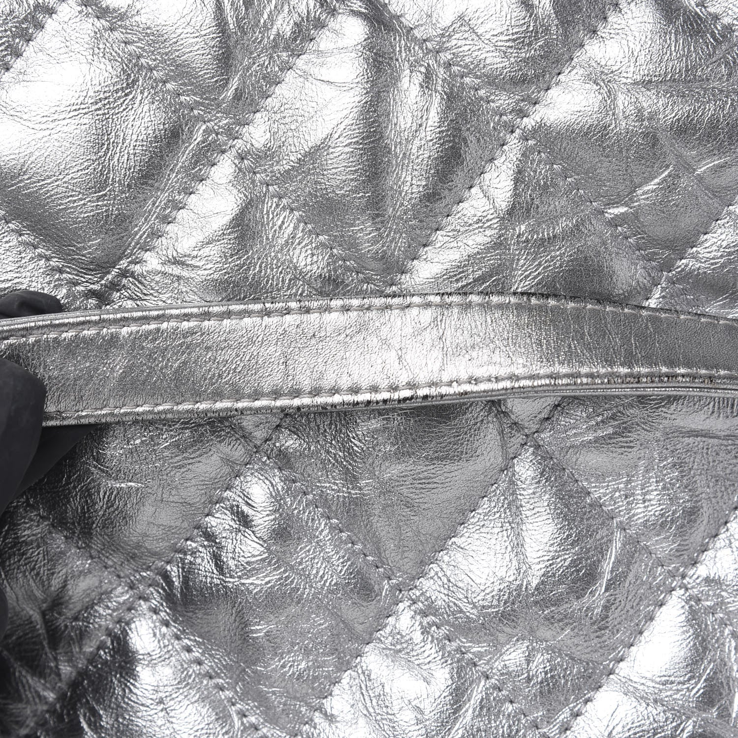 Chanel Metallic Crackled Calfskin Quilted Large Big Bang Hobo Silver 10 of 11
