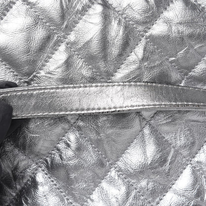 Chanel Metallic Crackled Calfskin Quilted Large Big Bang Hobo Silver 10 of 11