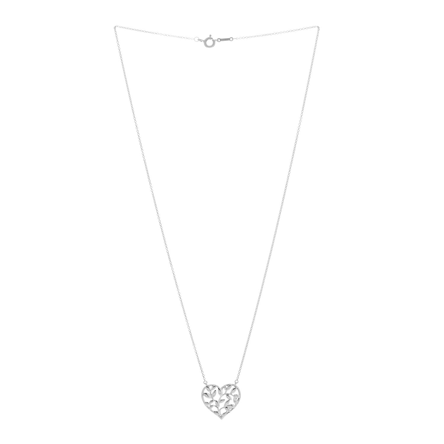 Tiffany Sterling Silver Paloma Picasso Olive Leaf Heart Pendant Necklace 2 of 4