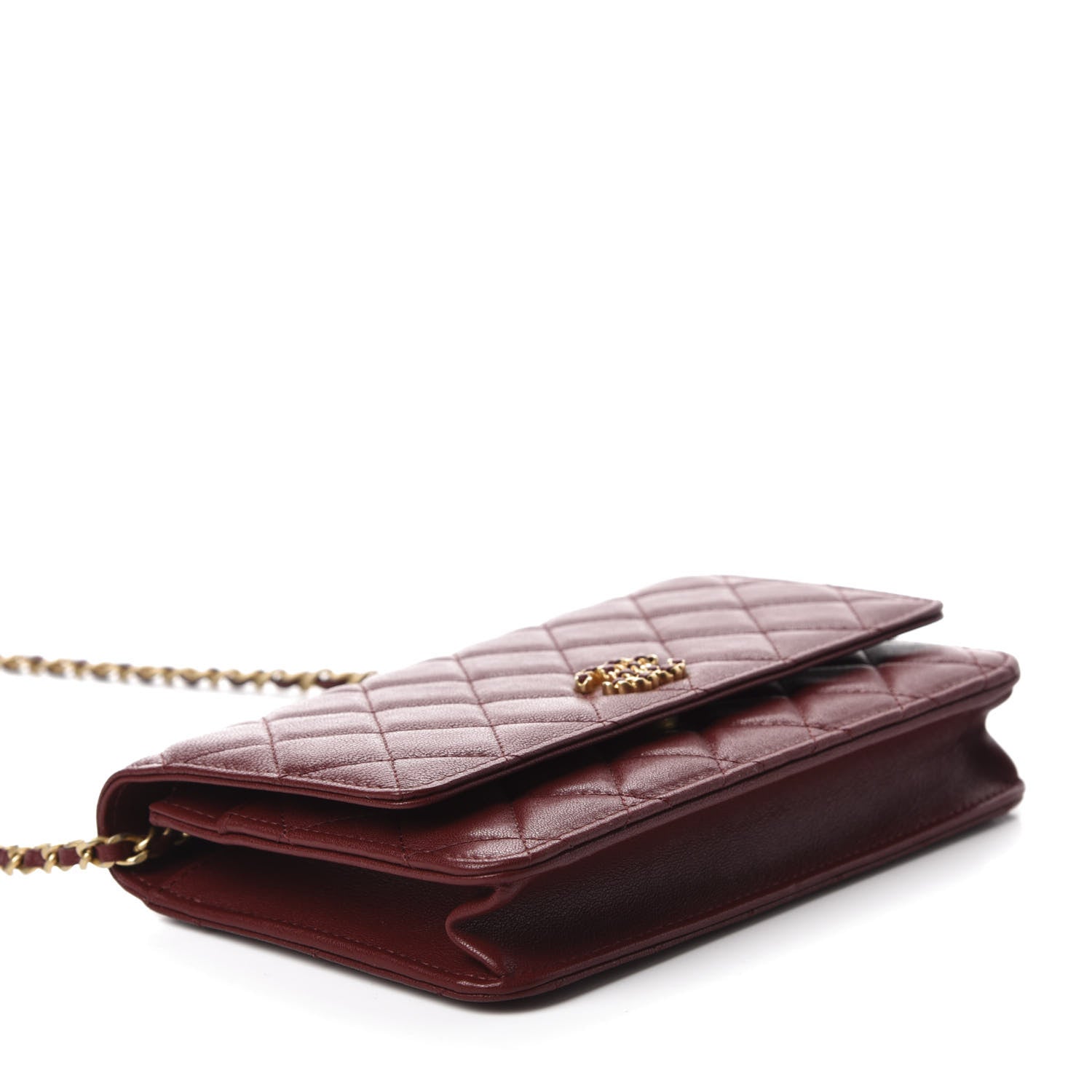 Chanel Lambskin Quilted Infinity Wallet On Chain WOC Burgundy 4 of 12