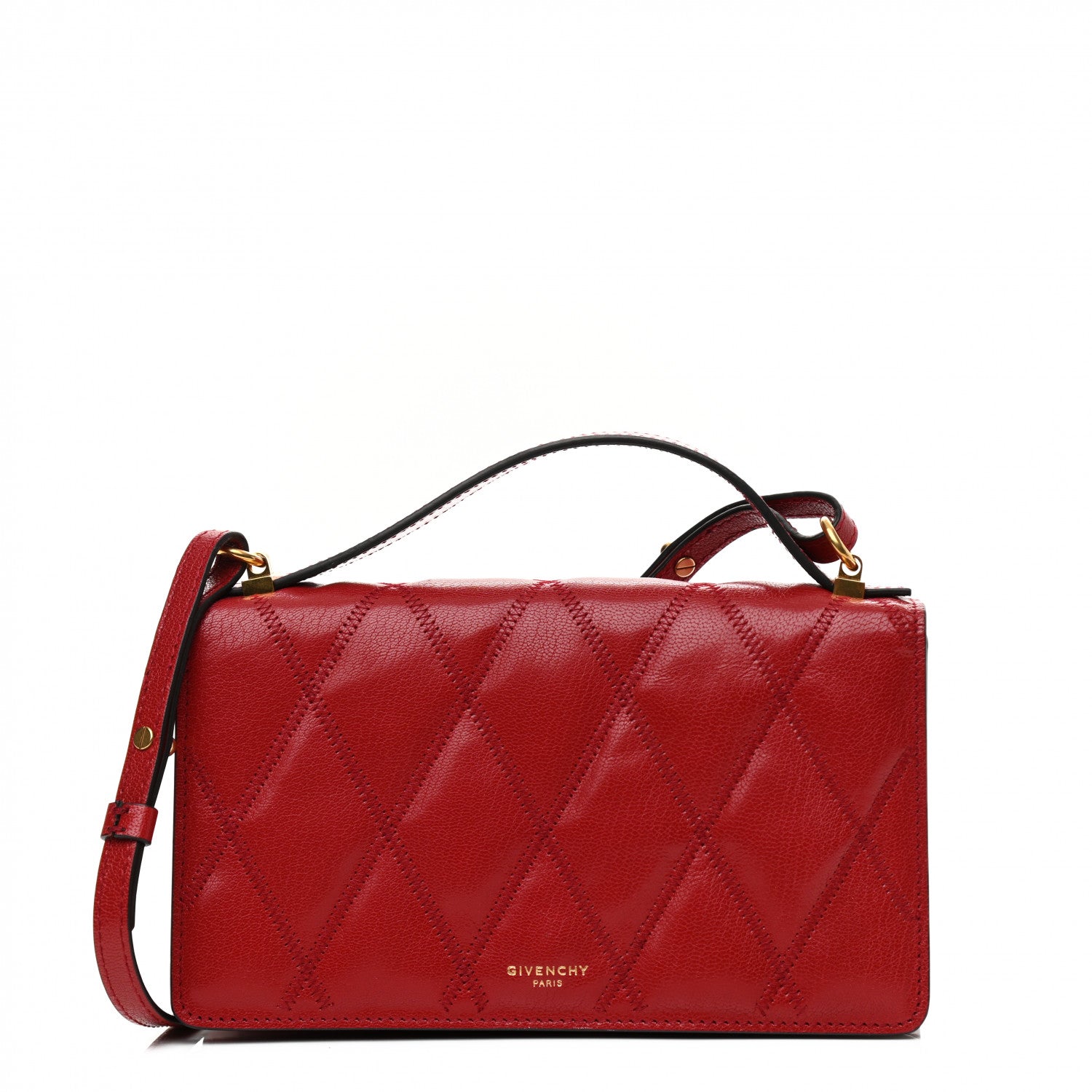 Givenchy Goatskin Quilted GV3 Strap Wallet Vermillon 1 of 14